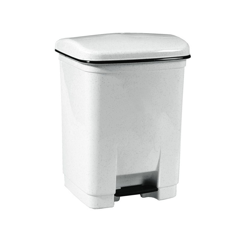 Κάδος απορριμάτων με πεντάλ 28λίτρων λευκό-γρανίτης πλαστικό.