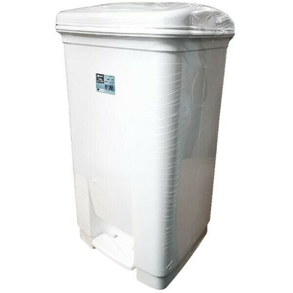 Κάδος απορριμάτων με πεντάλ 40λίτρων λευκό-γρανίτης πλαστικό.